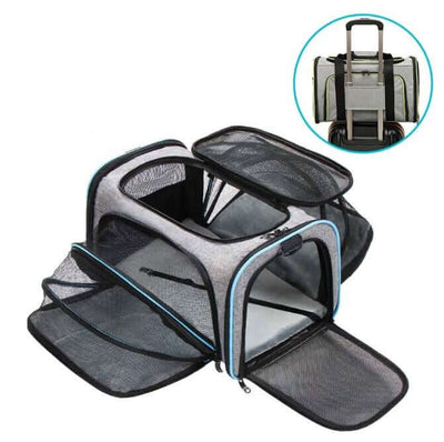 Foldable and Extendable Large Space Pet Carrier Bag - Fussy Claws and Paws