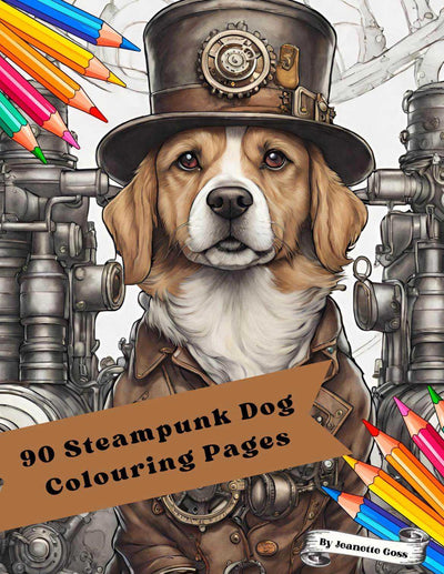 90 Steampunk Dog Colouring Pages - Printable PDF Colouring Pages E-Prints Fussy Claws and Paws