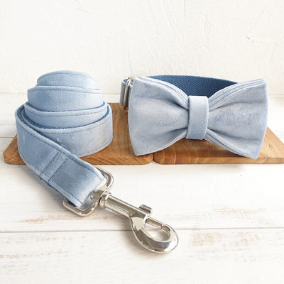 Velvet Bow Tie Dog Collar and Leash Set - Fussy Claws and Paws