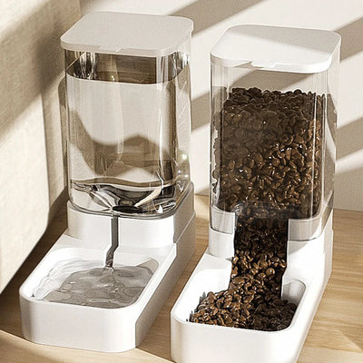 Transparent Pet Food and Water Dispensers - Fussy Claws and Paws