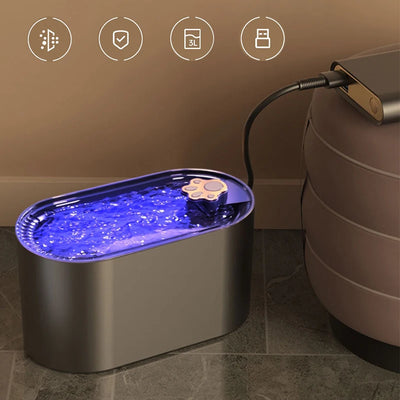 Smart LED 3L Automatic Water Fountain - Fussy Claws and Paws